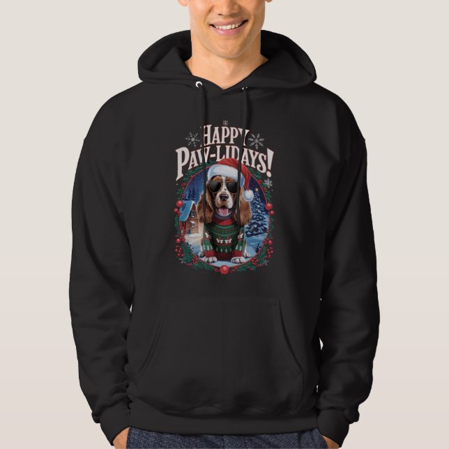 Happy Pawliday Cocker Spaniel Dog Weihnachtsspass Hoodie (Vorderseite)
