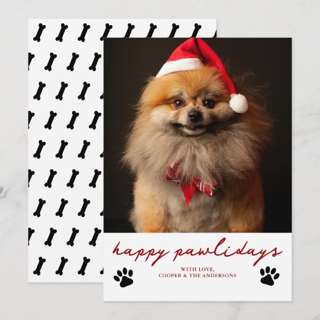 Happy Pawliday Pet Hund Foto Weihnachten (Vorne/Hinten)