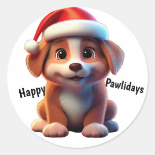 Happy Pawliday Runder Aufkleber