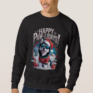 Happy Pawlidays Alaskan Klee Kai Frohe Weihnachten Sweatshirt