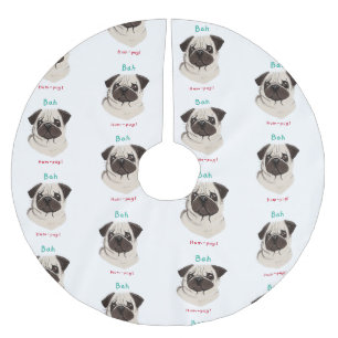 Happy Pawlidays Bah Hum-Mops Polyester Weihnachtsbaumdecke