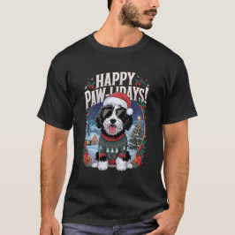 Happy Pawlidays Bernedoodle Weihnachtshund Funny T-Shirt