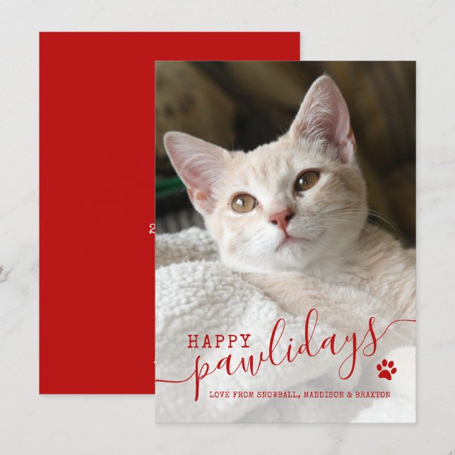Happy Pawlidays Cat Pet Foto Weihnachten (Vorne/Hinten)