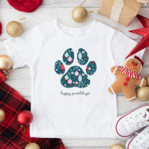 Happy Pawlidays Christmas Dog Paw Kids Tshirt
