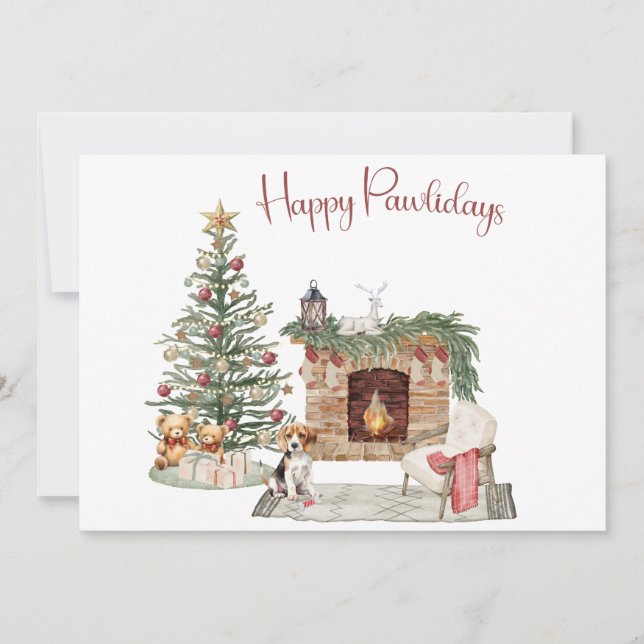 Happy Pawlidays Dog Design - Beagle Feiertagskarte (Vorderseite)