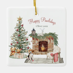 Happy Pawlidays Dog Design - Beagle Keramikornament