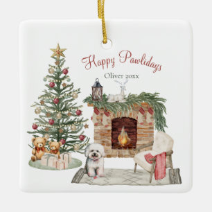 Happy Pawlidays Dog Design - Bichon Frise Keramikornament