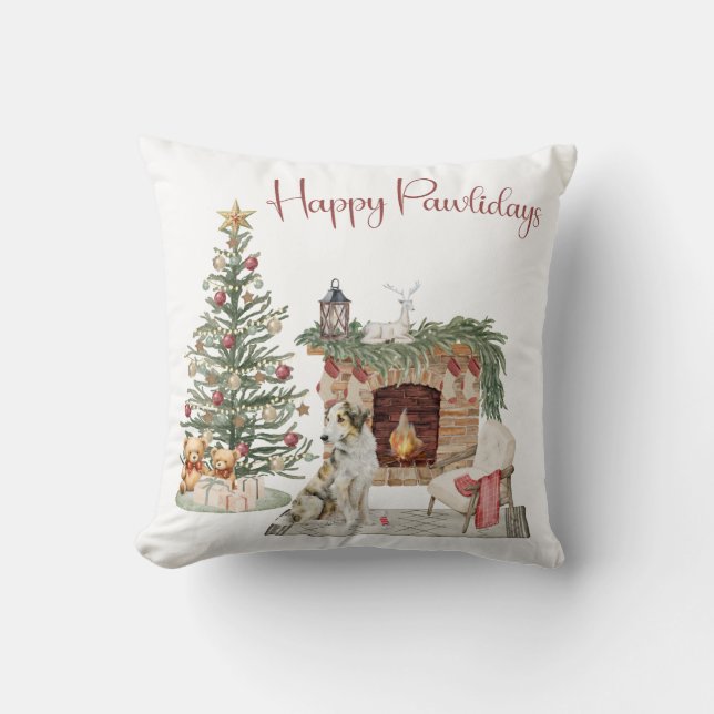 Happy Pawlidays Dog Design - Borzoi Kissen (Vorderseite)