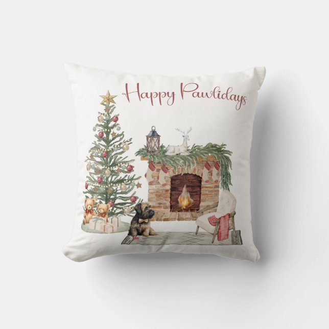 Happy Pawlidays Dog Design - Briard Kissen (Vorderseite)