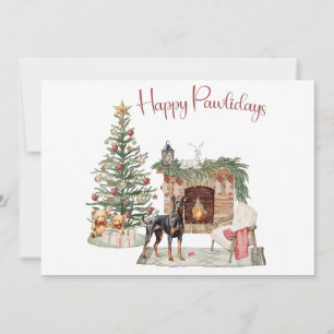 Happy Pawlidays Dog Design - Doberman Pinscher Feiertagskarte