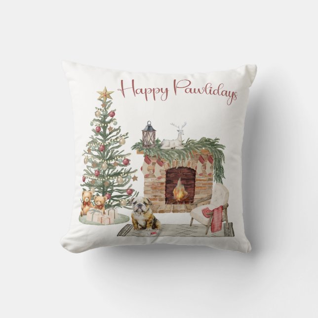 Happy Pawlidays Dog Design - English Bulldog Kissen (Vorderseite)