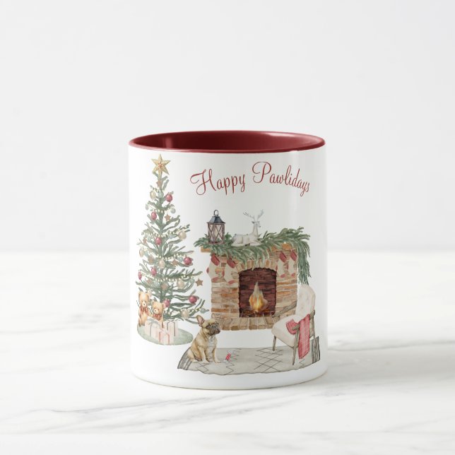 Happy Pawlidays Dog Design - French Bulldog Tasse (Zentrum)