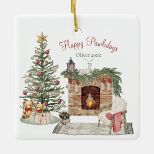 Happy Pawlidays Dog Design - Lhasa Apso Keramikornament