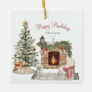 Happy Pawlidays Dog Design - Maltesisch Keramikornament