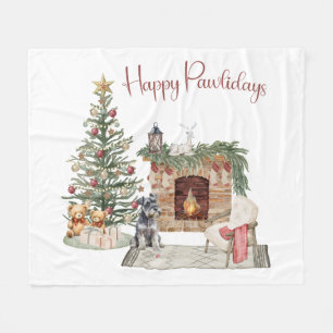 Happy Pawlidays Dog Design - Miniature Schnauzer Fleecedecke
