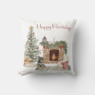 Happy Pawlidays Dog Design - Rottweiler Kissen
