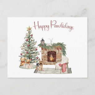 Happy Pawlidays Dog Design - Yorkie Postkarte