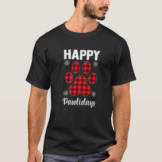 Happy Pawlidays Dog Paw Symbol Welpe Weihnachtshun T-Shirt (Vorderseite)