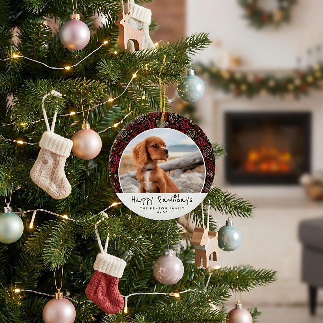 Happy Pawlidays Dog Pet Foto Eine Reihe Weihnachte Keramik Ornament (Von Creator hochgeladen)