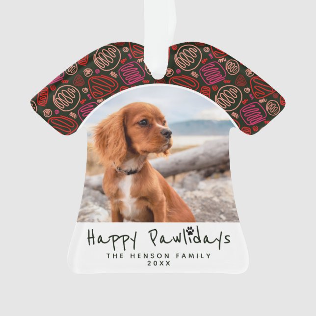 Happy Pawlidays Dog Pet Foto Eine Reihe Weihnachte Ornament (Vorderseite)