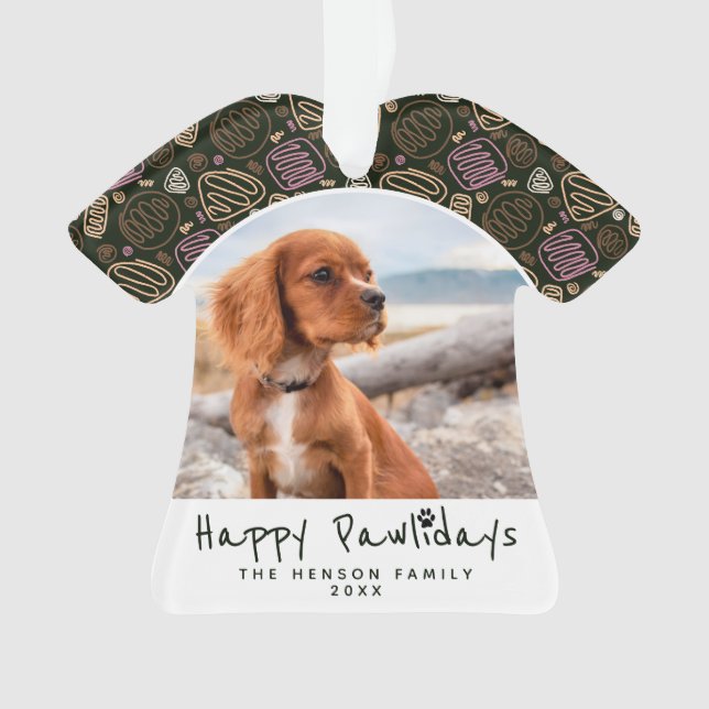 Happy Pawlidays Dog Pet Foto Eine Reihe Weihnachte Ornament (Vorderseite)