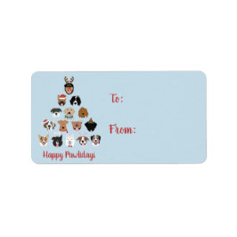 Happy Pawlidays Dog Weihnachtsbaum Adressaufkleber