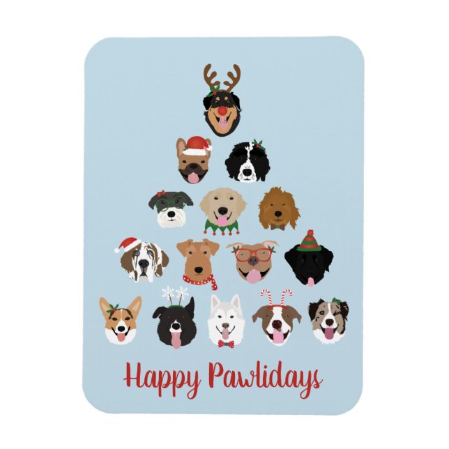 Happy Pawlidays Dog Weihnachtsbaum Magnet (Vertikal)