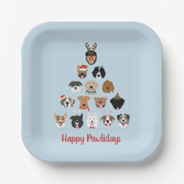 Happy Pawlidays Dog Weihnachtsbaum Pappteller