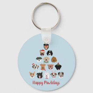 Happy Pawlidays Dog Weihnachtsbaum Schlüsselanhänger