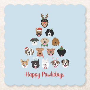 Happy Pawlidays Dog Weihnachtsbaum Untersetzer