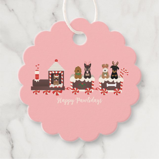 Happy Pawlidays Dog Weihnachtszug Geschenkanhänger (Vorderseite)