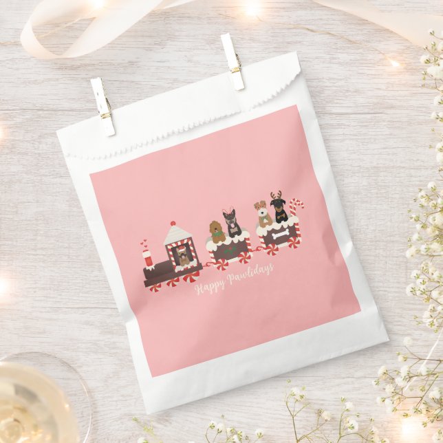 Happy Pawlidays Dog Weihnachtszug Geschenktütchen (Ausgeschnitten)