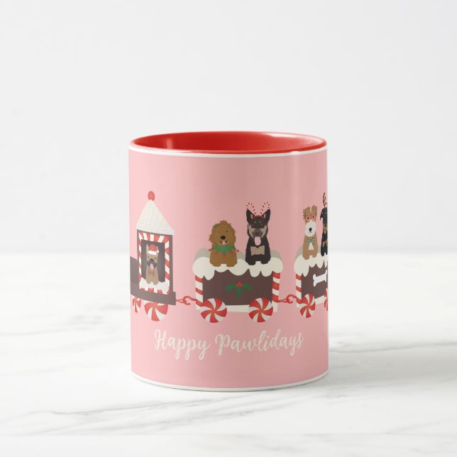 Happy Pawlidays Dog Weihnachtszug Tasse (Zentrum)