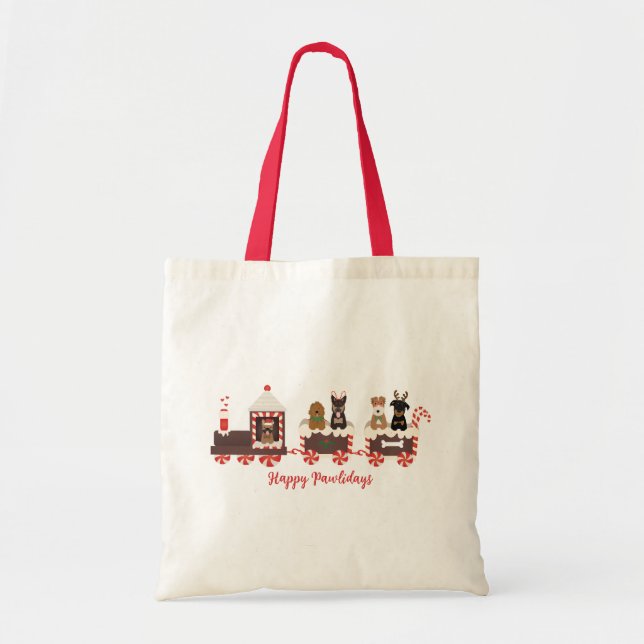 Happy Pawlidays Dog Weihnachtszug Tragetasche (Vorne)