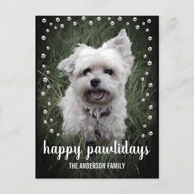 Happy Pawlidays Foto Moderner Hund Weihnachten (Vorderseite)