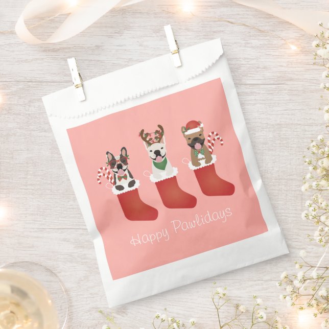 Happy Pawlidays French Bulldogs Christmas Strumpf Geschenktütchen (Ausgeschnitten)