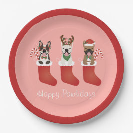 Happy Pawlidays French Bulldogs Christmas Strumpf Pappteller