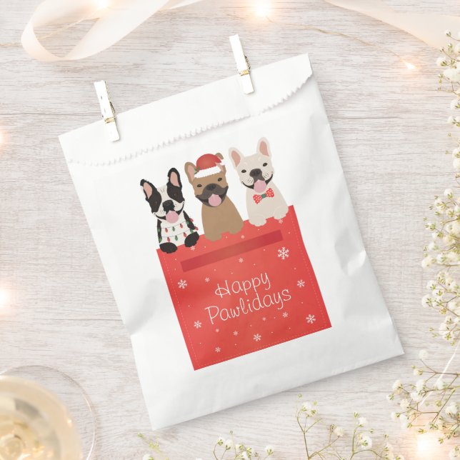 Happy Pawlidays French Bulldogs Geschenktütchen (Ausgeschnitten)