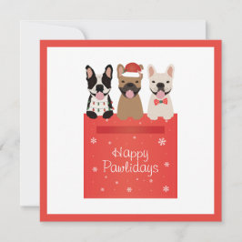 Happy Pawlidays French Bulldogs Karte