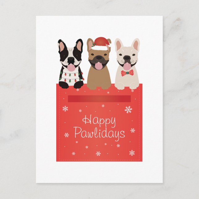 Happy Pawlidays French Bulldogs Postkarte (Vorderseite)
