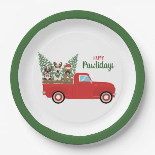Happy Pawlidays French Bulldogs Red Lieferwagen Tr Pappteller