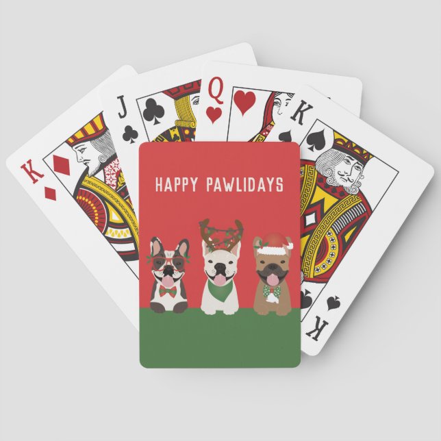 Happy Pawlidays French Bulldogs Spielkarten (Rückseite)