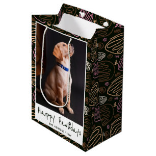 Happy Pawlidays Funny Pun Pet Foto Mittlere Geschenktüte
