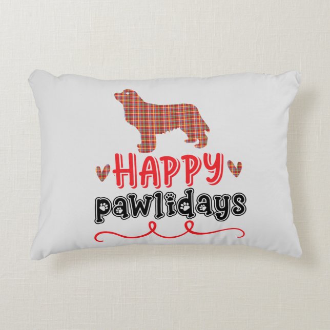 Happy Pawlidays | Funny Word Puff Dekokissen (Vorderseite)