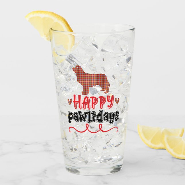 Happy Pawlidays | Funny Word Puff Glas (Vorderseite Ice)