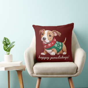 Happy Pawlidays   Gemütliche Weihnachten Pitbuli W Kissen