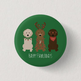 Happy Pawlidays Goldendoodle Weihnachtslicht Button