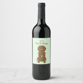 Happy Pawlidays Goldendoodle Weihnachtslicht Weinetikett