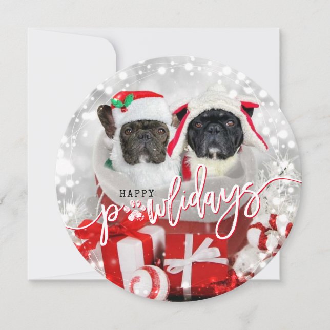 Happy Pawlidays Hund Holiday Foto (Vorderseite)