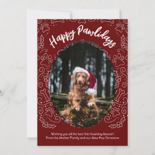 Happy Pawlidays Hund Weihnachtskarte Dunkelrot Einladung